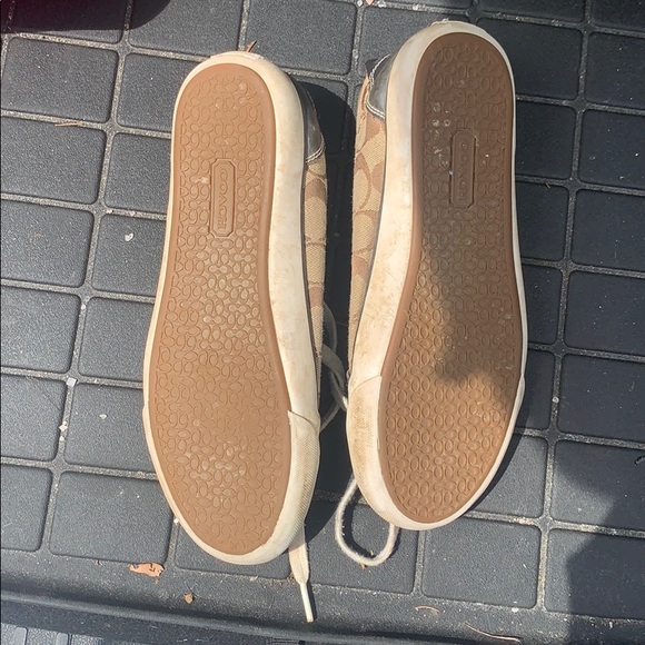 Brown and tan Coach sneakers - Picture 3 of 5